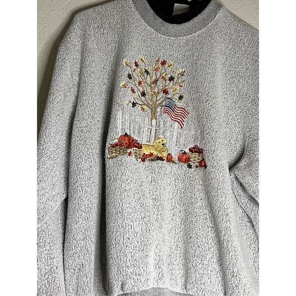 Women's Size L Dog Made In USA Bon Worth Gray Fall Sweatshirt - Picture 2 of 3